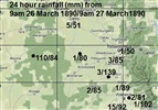Resulting rainfall over Stanthorpe area - March 1890 Cyclone